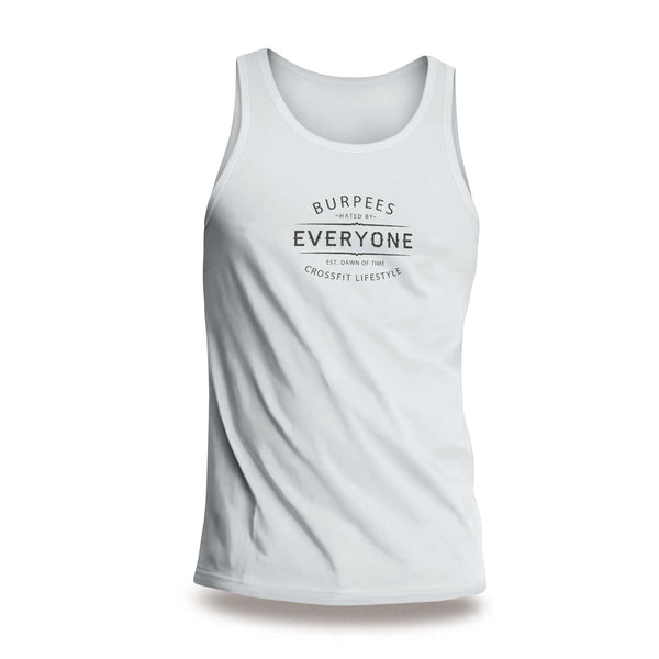 White, burpees hated by everyone mens crossfit tank