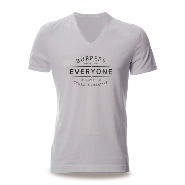 White, burpees hated by everyone mens crosafit v-neck