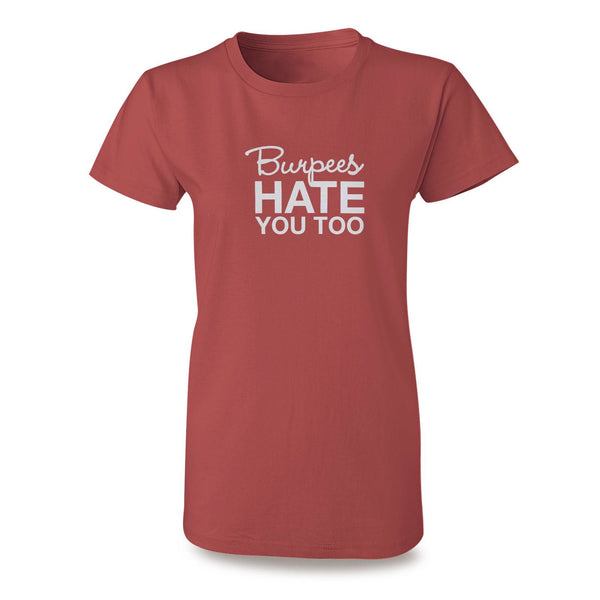 Apple Red, burpees hate you too womens crossfit t-shirt