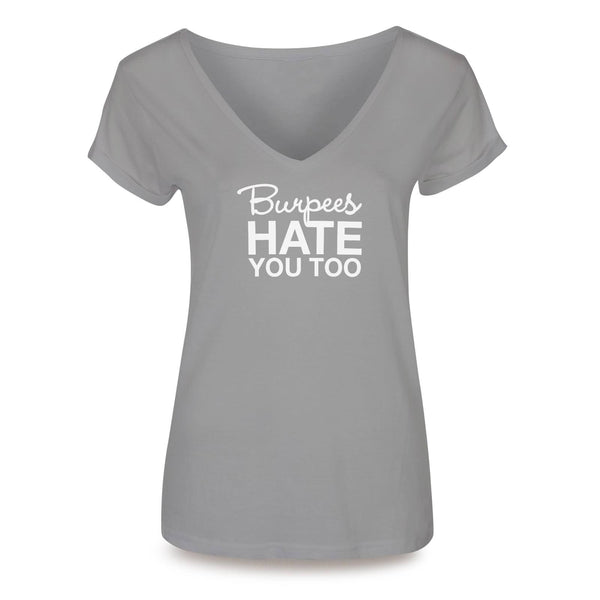 Grey, burpees hate you too womens crossfit v-neck